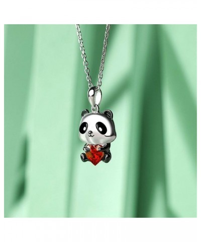 Heart Cut Silver Cute Necklace: Sterling Silver Hug Me Panda Penguin Axolotl Diamond Pendant Fashion Anniversary Engagement W...