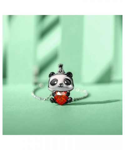 Heart Cut Silver Cute Necklace: Sterling Silver Hug Me Panda Penguin Axolotl Diamond Pendant Fashion Anniversary Engagement W...