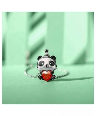 Heart Cut Silver Cute Necklace: Sterling Silver Hug Me Panda Penguin Axolotl Diamond Pendant Fashion Anniversary Engagement W...