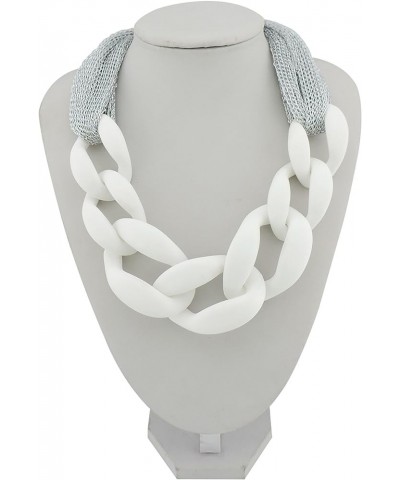 Statement Chunky Fashion Acrylic Beads Choker Chain Necklace for Women Gifts White $11.54 Necklaces