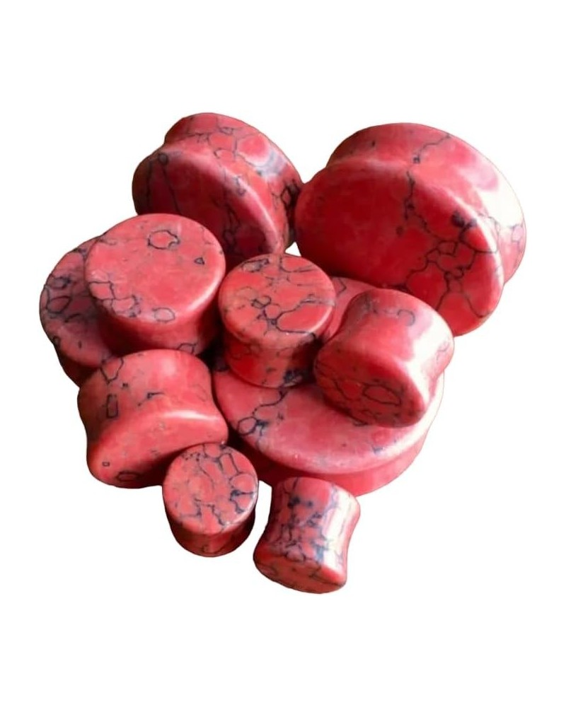 PAIR of Red Turquoise Organic Stone Plugs Gauges - up to 38mm available! 8g (3mm) $11.54 Body Jewelry