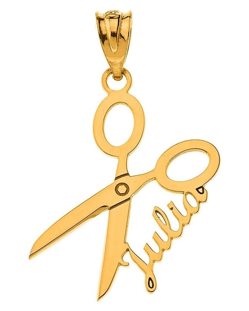 10K or 14K Yellow, White, or Rose Gold 1-1/8" x 7/8" Scissors Shears with Your Name Customizable Hairdresser Pendant - Choice...