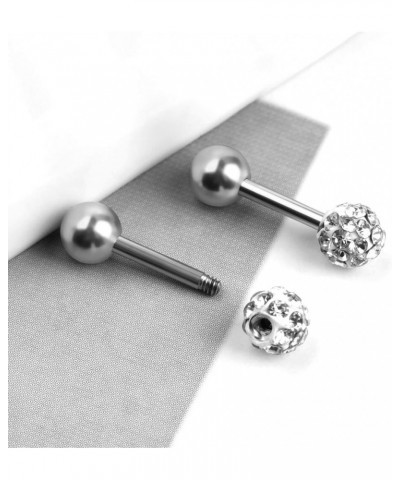 10Pcs 16G Earrings Studs Ball Back Earrings Screw Back Stud Earrings Helix Cartilage Ear Studs Barbell Inlaid Rhinestones Tra...