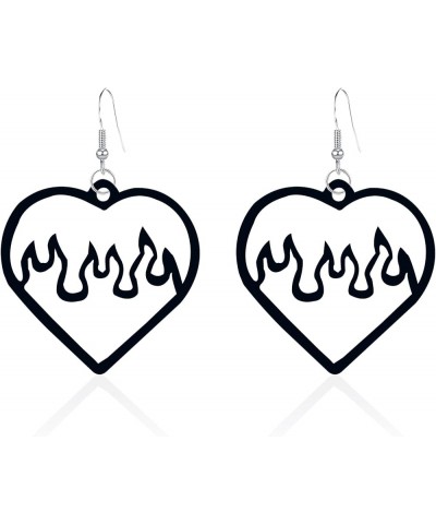 Neon Red Fire Lightweight Acrylic Flame Heart Dangle Earrings Unique Charm vampire Hollow Flame Love Heart Earrings for Women...