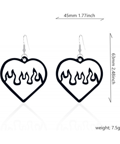 Neon Red Fire Lightweight Acrylic Flame Heart Dangle Earrings Unique Charm vampire Hollow Flame Love Heart Earrings for Women...