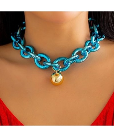 Punk Colorful Acrylic Big Chunky Chain Necklace Cuban Link Chain Choker Necklace Transparent Gothic Fashion Collar Necklace J...