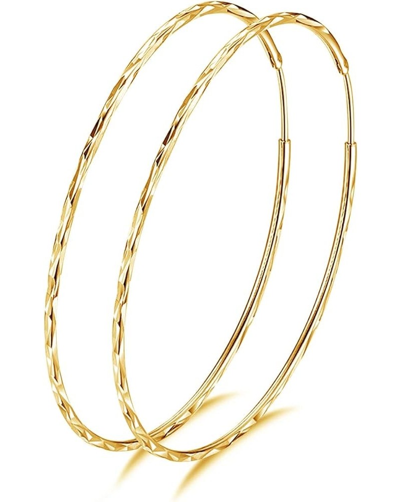 925 Sterling Silver Circle Endless Hoop Earrings for Women Girls 20 30 40 50 60 70mm B-50MM Gold Plated $13.23 Earrings