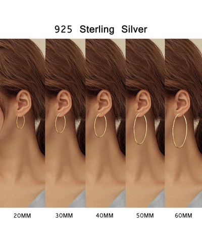 925 Sterling Silver Circle Endless Hoop Earrings for Women Girls 20 30 40 50 60 70mm B-50MM Gold Plated $13.23 Earrings