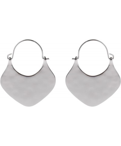 Classic Boho Crescent Shape Hammered Metal Hoop Earring for Women and Young Girls Silver $7.00 Earrings