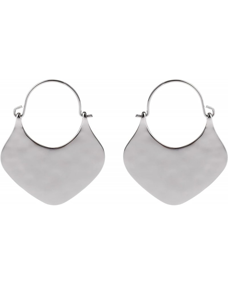 Classic Boho Crescent Shape Hammered Metal Hoop Earring for Women and Young Girls Silver $7.00 Earrings