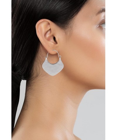 Classic Boho Crescent Shape Hammered Metal Hoop Earring for Women and Young Girls Silver $7.00 Earrings