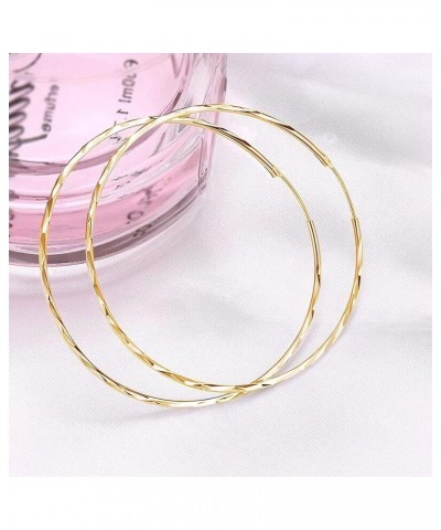 925 Sterling Silver Circle Endless Hoop Earrings for Women Girls 20 30 40 50 60 70mm B-50MM Gold Plated $13.23 Earrings