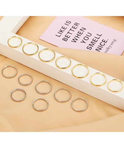 2mm 18K Gold Plated Stainless Steel Toe Ring 14Pcs Closed Plain Thin Band Toe Rings for Woman Rose Gold|Silver|Gold Stacking ...