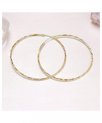 925 Sterling Silver Circle Endless Hoop Earrings for Women Girls 20 30 40 50 60 70mm B-50MM Gold Plated $13.23 Earrings