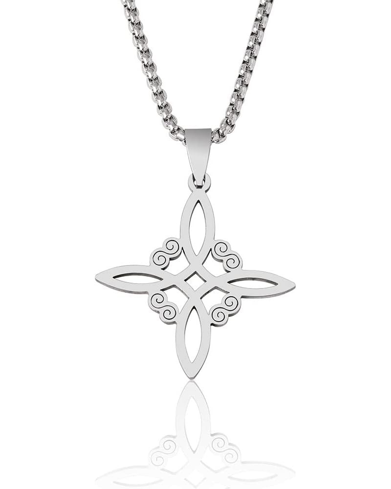 Stainless Steel Witch Celtic Knot Witchcraft Necklace, Celtic Knot Neckalce for Women Girls, Four Corner Love Charm Celtic Kn...