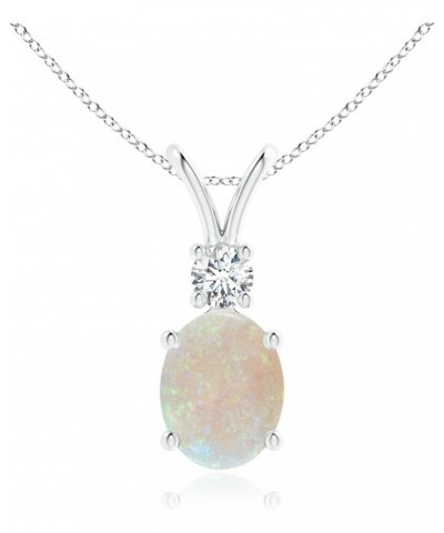 Natural Opal Solitaire Pendant Necklace for Women, Girls in 14K Solid Gold/Platinum | October Birthstone | Jewelry Gift for H...