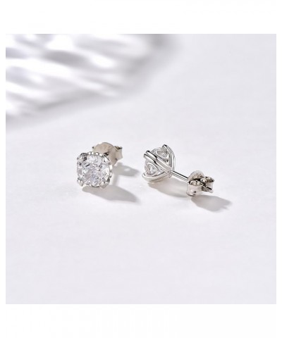 925 Sterling Silver 6mm Sparkling Crushed Ice Cut Birthstone Earrings Unique Heart Prong Set Dainty Cute Earrings Studs for G...