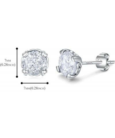 925 Sterling Silver 6mm Sparkling Crushed Ice Cut Birthstone Earrings Unique Heart Prong Set Dainty Cute Earrings Studs for G...