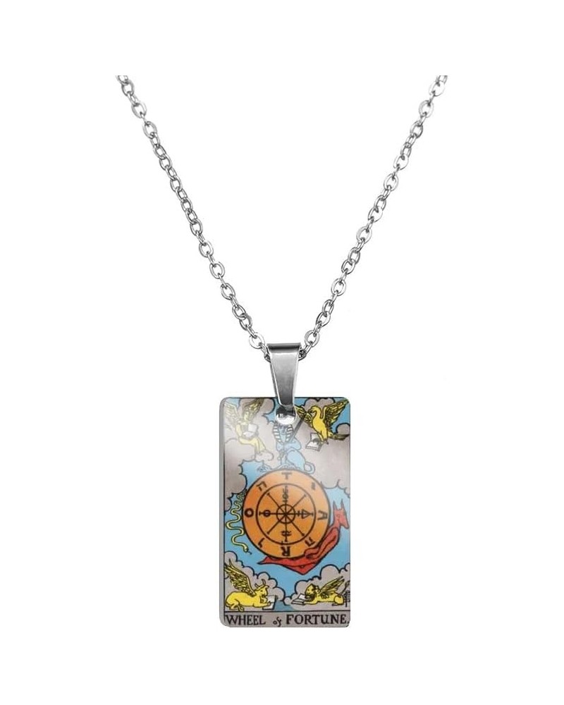 925 Sterling Silver Gothic Tarot Card Necklace For Women And Men - Sun Star Moon Strength Justice Pendant Necklaces Lucky Amu...