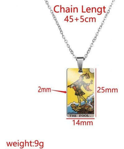 925 Sterling Silver Gothic Tarot Card Necklace For Women And Men - Sun Star Moon Strength Justice Pendant Necklaces Lucky Amu...