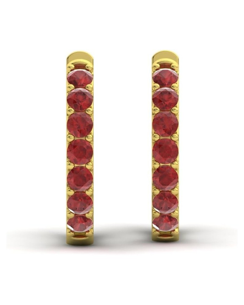 Natural and Certified Gemstone Huggies Earrings in 14K White Gold | 0.30 Carat Earrings for Women Yellow Gold Garnet $191.76 ...