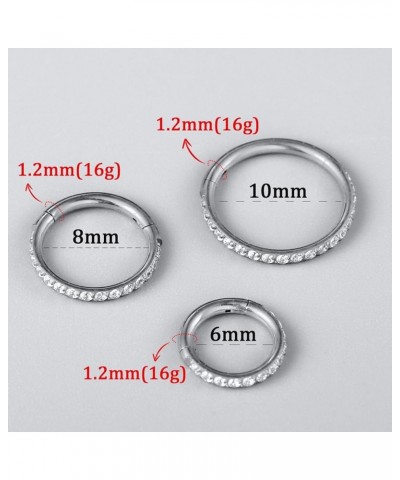 10 PCS 16G Seamless Septum Nose Piercing Rings Zirconia Segment Tragus Hoop Rings 316 Stainless Steel Helix Ring Stack Clicke...