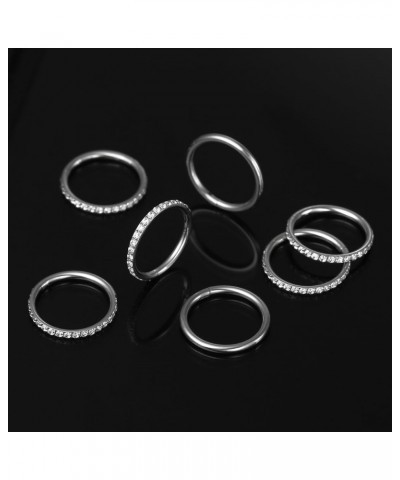 10 PCS 16G Seamless Septum Nose Piercing Rings Zirconia Segment Tragus Hoop Rings 316 Stainless Steel Helix Ring Stack Clicke...