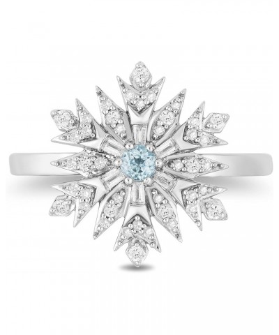 Enchanted Disney Fine Jewelry Sterling Silver with 1/4cttw Diamonds and Sky Blue Topaz Elsa Snowflake Ring. $75.85 Rings