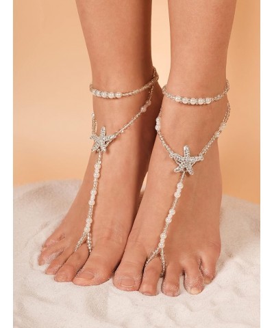 Set 2 Summer Vacation Beach Pearl Bead Barefoot Sandals for Women Sexy Foot Jewelry 1p $7.41 Anklets