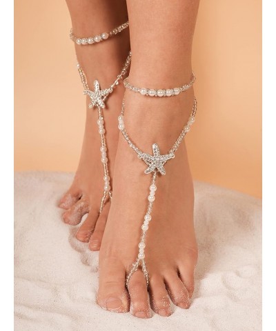 Set 2 Summer Vacation Beach Pearl Bead Barefoot Sandals for Women Sexy Foot Jewelry 1p $7.41 Anklets