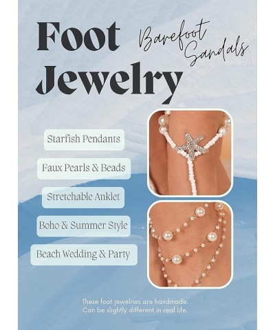 Set 2 Summer Vacation Beach Pearl Bead Barefoot Sandals for Women Sexy Foot Jewelry 1p $7.41 Anklets