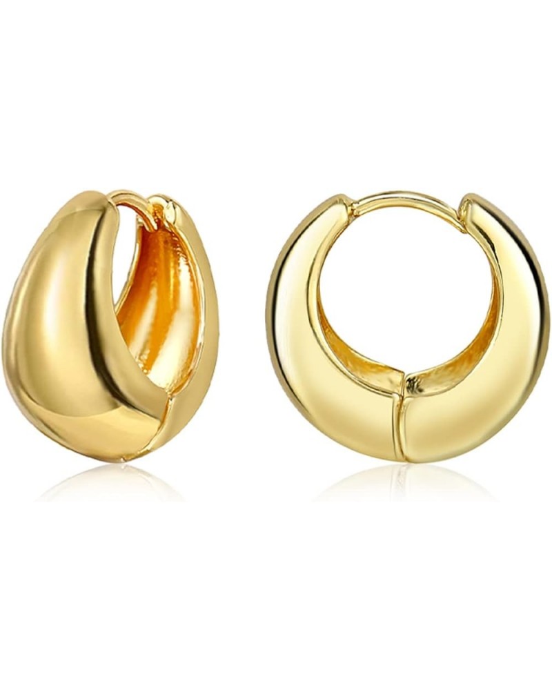 Thick Gold Chunky Hoop Earrings Lightweight Huggie Hoops For Women 17.0 MM $8.66 Earrings