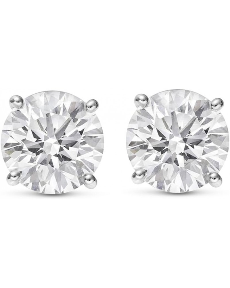 Natural Round Brilliant Solitaire Diamond Stud Earrings for Women 4 Prong Push Back (I-J Color I1 Clarity) 0.25 Carat 14K Whi...