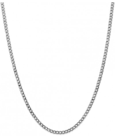 14k White Gold 3.35mm Semi Solid Curb Cuban Link Link Chain Necklace - with Secure Lobster Lock Clasp - 24.0 Inches $122.24 N...