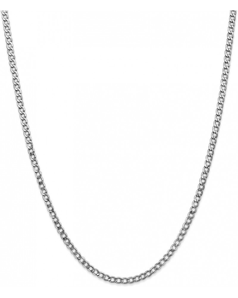 14k White Gold 3.35mm Semi Solid Curb Cuban Link Link Chain Necklace - with Secure Lobster Lock Clasp - 24.0 Inches $122.24 N...