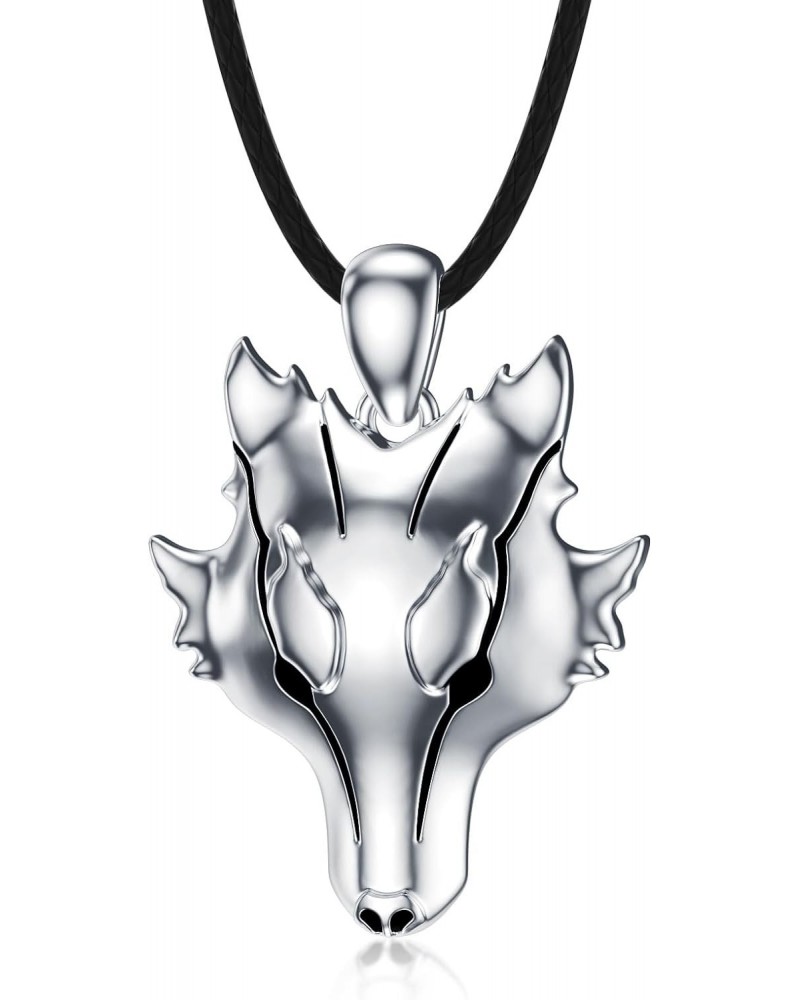 Wolf Necklace 925 Sterling Silver Wolf Head Pendant Necklace Jewelry Gifts for Men Women $26.99 Necklaces