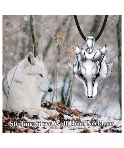 Wolf Necklace 925 Sterling Silver Wolf Head Pendant Necklace Jewelry Gifts for Men Women $26.99 Necklaces