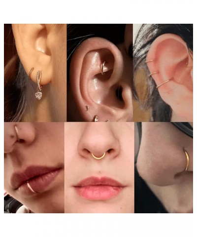 Gold Hinged 20g 18g 16g Nose Rings Hoops 6mm 8mm 10mm 12mm 14mm 16mm Septum Ring Clicker Cartilage Helix Hoop Earrings Set 20...