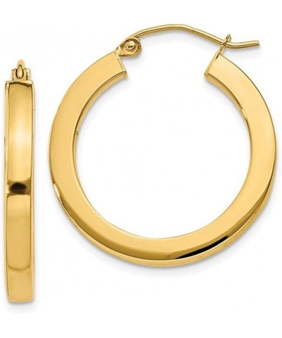 Large 14k Yellow Gold Square-Tubed Hoop Earrings (3mm Thick) 25mm $179.08 Earrings