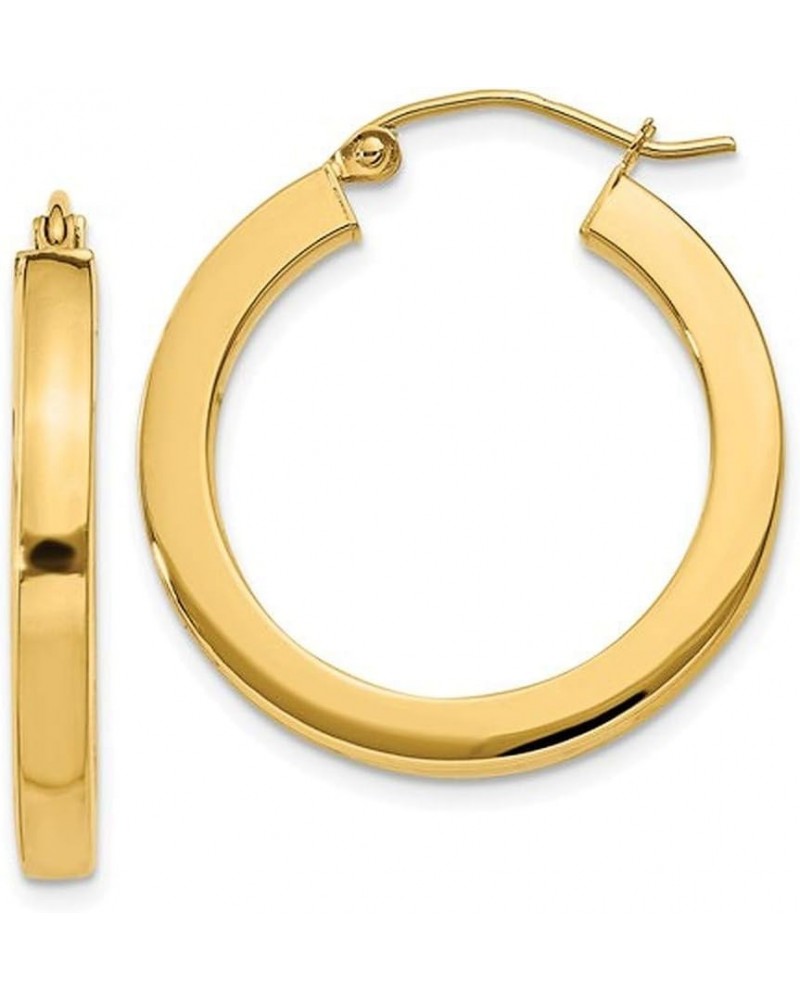 Large 14k Yellow Gold Square-Tubed Hoop Earrings (3mm Thick) 25mm $179.08 Earrings