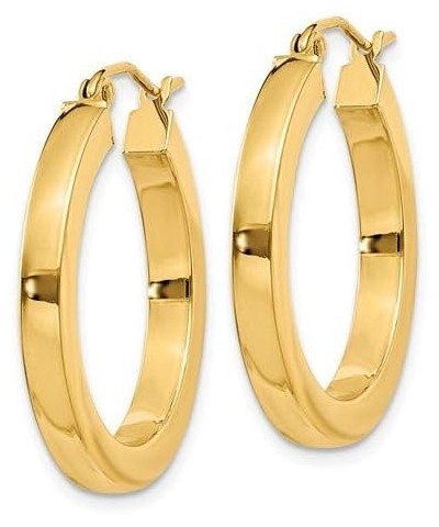 Large 14k Yellow Gold Square-Tubed Hoop Earrings (3mm Thick) 25mm $179.08 Earrings