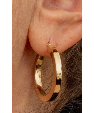 Large 14k Yellow Gold Square-Tubed Hoop Earrings (3mm Thick) 25mm $179.08 Earrings