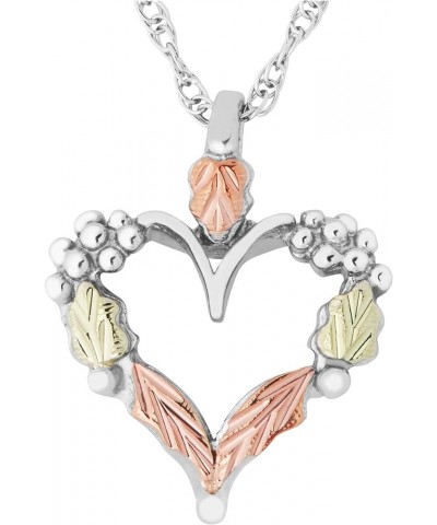 Petite Heart Pendant Necklace, Sterling Silver, 12k Rose and Green Black Hills Gold 18 Inches 18.0 Inches $57.31 Necklaces