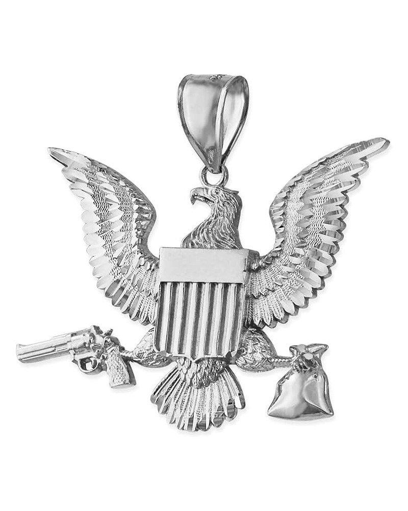 10K Gold Eagle Gun Money Bag Midsize DC Hip-Hop Pendant White Gold $106.07 Pendants