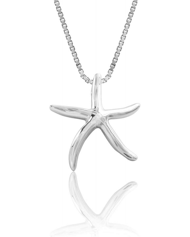 Sterling Silver Polished Starfish Ocean Sea Life Necklace Pendant with 18" Box Chain $16.81 Necklaces