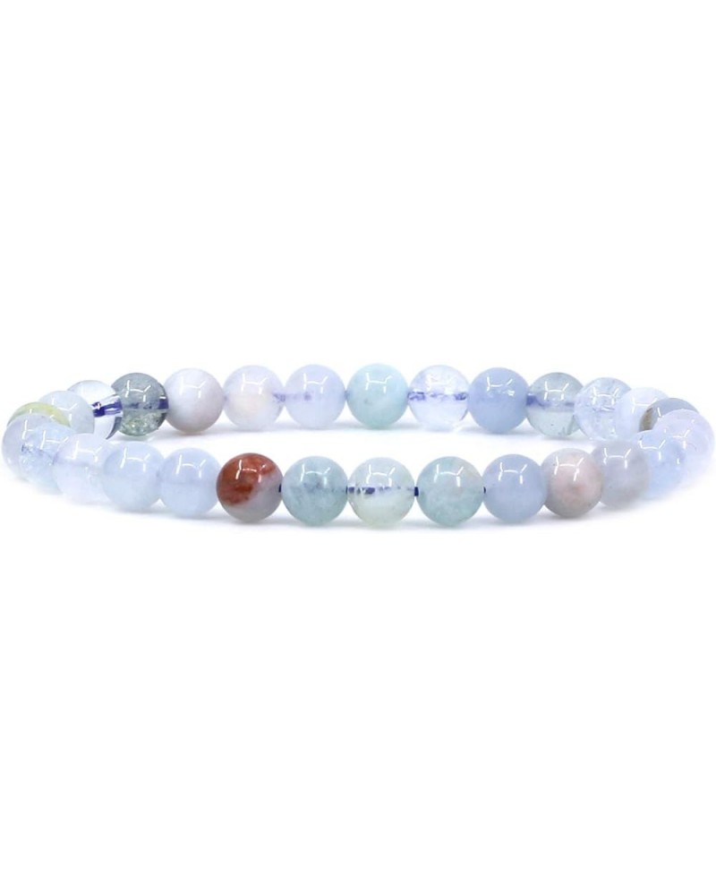 Gem Semi Precious Gemstones 6mm Round Beads Crystal Fashion Stretch Bracelet 7 Inch Unisex Multicolor Aquamarine Crystal $6.0...