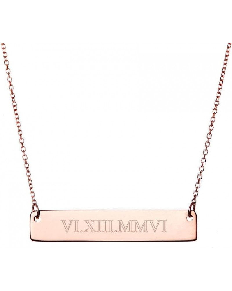 Custom Engraved Rose Gold Roman Numeral Date Necklace - Personalized Necklace for Her - Graduation Gift - Couples Necklace - ...