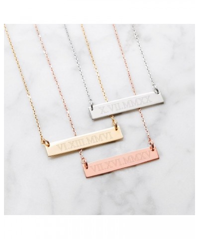 Custom Engraved Rose Gold Roman Numeral Date Necklace - Personalized Necklace for Her - Graduation Gift - Couples Necklace - ...