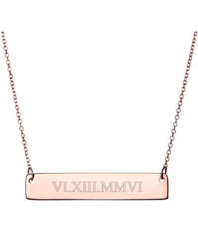 Custom Engraved Rose Gold Roman Numeral Date Necklace - Personalized Necklace for Her - Graduation Gift - Couples Necklace - ...