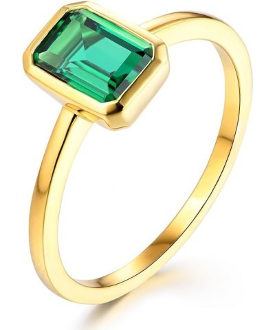 0.70 Cttw Lab-Grown Emerald Solitaire Ring Emerald Cut Bezel setting 14K Yellow Gold Over Silver Comes With Gift Box $36.96 R...